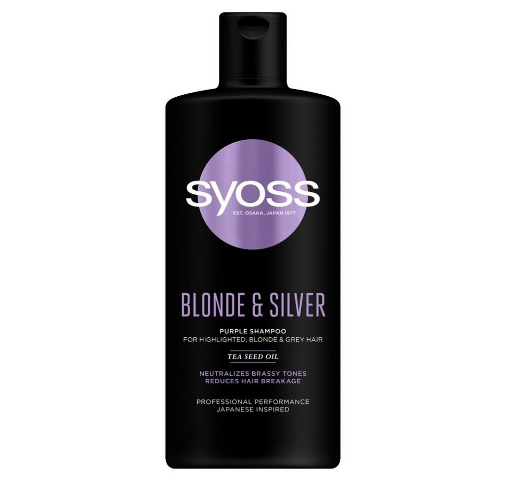 Syoss Haarshampoo Blond & Silber Shampoo neutralisiert Gelbtöne 440ml von Syoss