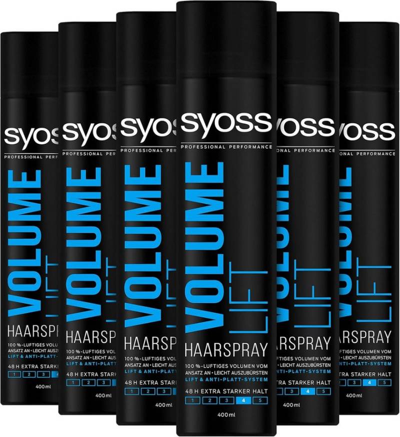 Syoss Haarspray Haarspray Volume Lift 6er Pack (6x 400 ml) Haltegrad 4, 6-tlg., Volumen Spray für 48 h Styling-Kontrolle, ohne zu beschweren von Syoss