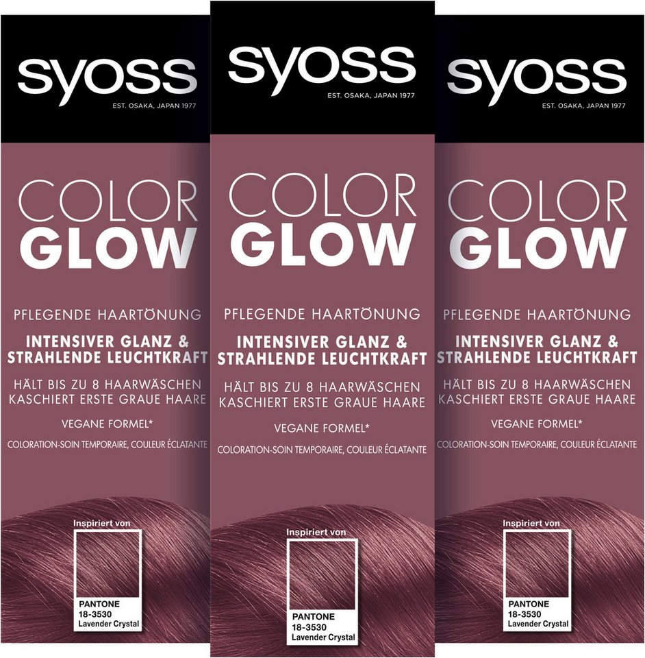 Syoss Haartönung Color Glow Pflegend - Lavender Crystal Pantone 18-3530, 3-tlg., 3x 100 ml, für strahlende Farbintensität bis zu 8 Haarwäschen von Syoss