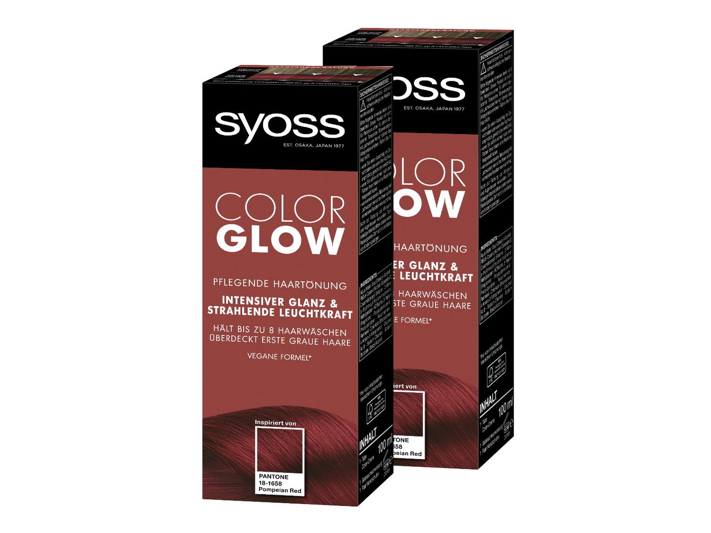 Syoss Haartönung Color Glow Pflegend Pompeian Red Pantone 18-1658, 2-tlg., 2x 100 ml, für strahlende Farbintensität bis zu 8 Haarwäschen von Syoss