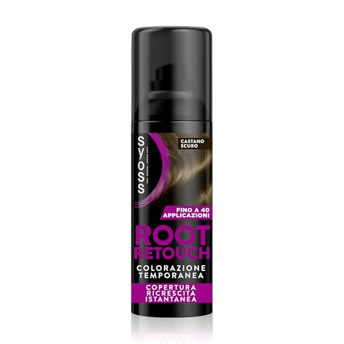Syoss Root Retouch Temporäre Coloration Spray Dunkelbraun 120 ml, Retuschieren von weißem Haar und Nachwachsen, resistent gegen Regen und Schweiß, bis zu 40 Anwendungen von Syoss