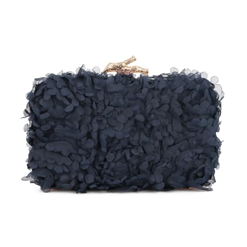 Syrads Blume Handtasche Clutch Abendtasche Blumen Geldbörsen mit Kette für Hochzeit,Blau von Syrads