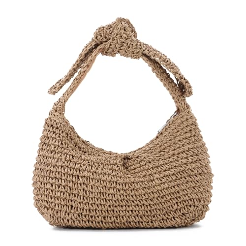 Syrads Bolso Strohschleife Clutch Tasche für Sommer Stroh Tote Bolso Umhängetasche,Aprikose von Syrads