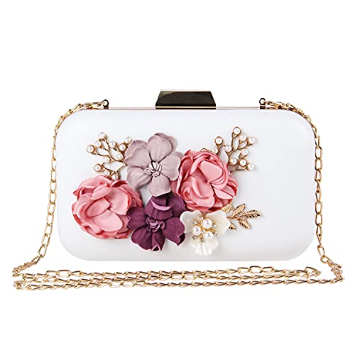 Syrads Damen Clutch Bag Flower Abendtasche Handtasche Clutch Wallet Purse Bag,Weiß von Syrads