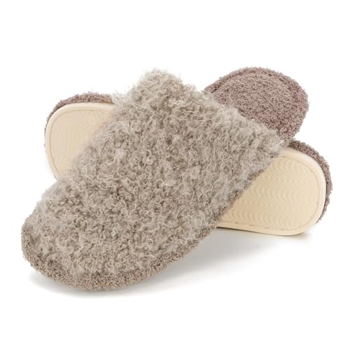 Syrads Damen Hausschuhe Hausschuhe Indoor House Warme Atmungsaktive Hausschuhe Plüsch Hausschuhe für Frauen,Coffee 40-41 EU von Syrads