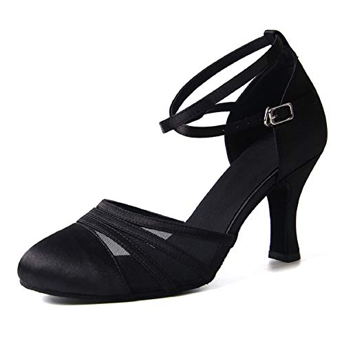 Syrads Damen Latein Tanzschuhe Ballsaal Salsa Sandale Soziale Partei Tango Tanzschuhe, 36 EU, Schwarz-8cm von Syrads