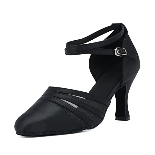 Syrads Damen Latein Tanzschuhe Ballsaal Salsa Sandale Soziale Partei Tango Tanzschuhe, 36 EU, Schwarz-8cm von Syrads