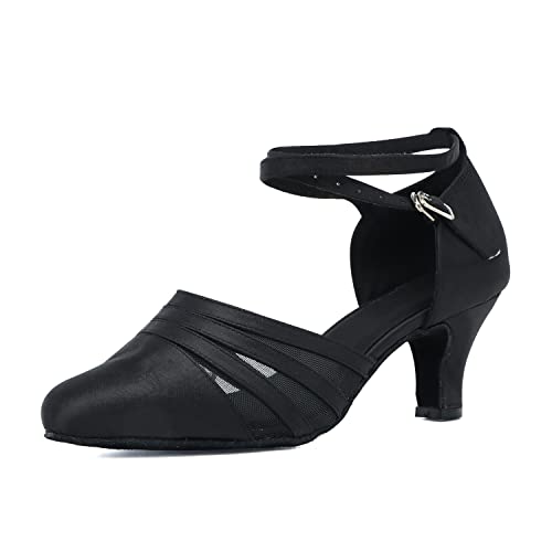 Syrads Damen Latein Tanzschuhe Ballsaal Salsa Sandale Soziale Partei Tango Tanzschuhe, 39 EU, Schwarz-6cm von Syrads