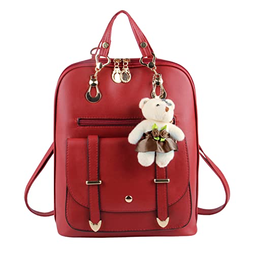 Syrads Damen Rucksack Handtaschen Mädchen Niedlich Umhängetaschen Reisehandtasche Messenger Rucksack,Rot von Syrads