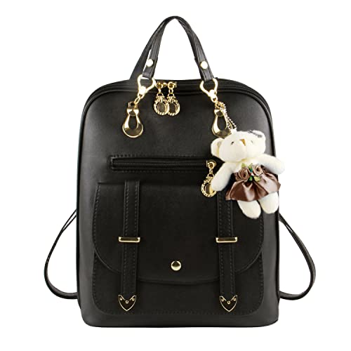 Syrads Damen Rucksack Handtaschen Mädchen Niedlich Umhängetaschen Reisehandtasche Messenger Rucksack,Schwarz von Syrads