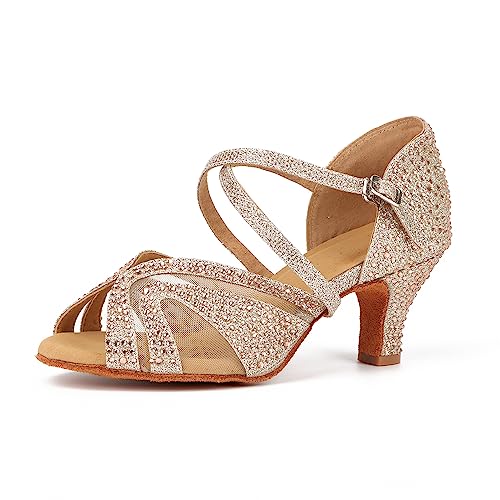 Syrads Damen Standard & Latein Tanzschuhe Salsa Tango Walzer Bachata Kizomba Modern Tanzschuhe mit Strasssteinen,Gold 6cm Heel,40 EU Syrads Damen Standard & Latein Tanzschuhe Salsa Tango Walzer Bachata Kizomba Modern Tanzschuhe mit Strasssteinen,Gold 6cm Heel,40 EU von Syrads