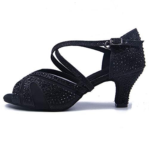 Syrads Damen Standard & Latein Tanzschuhe Salsa Tango Walzer Bachata Kizomba Modern Tanzschuhe mit Strasssteinen 1050 von Syrads