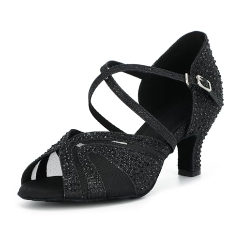 Syrads Damen Standard & Latein Tanzschuhe Salsa Tango Walzer Bachata Kizomba Modern Tanzschuhe mit Strasssteinen von Syrads