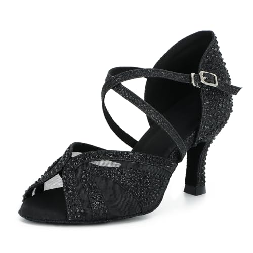 Syrads Damen Standard & Latein Tanzschuhe Salsa Tango Walzer Bachata Kizomba Modern Tanzschuhe mit Strasssteinen von Syrads
