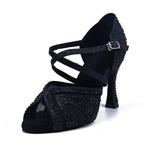 Syrads Damen Standard & Latein Tanzschuhe Salsa Tango Walzer Bachata Kizomba Modern Tanzschuhe mit Strasssteinen von Syrads