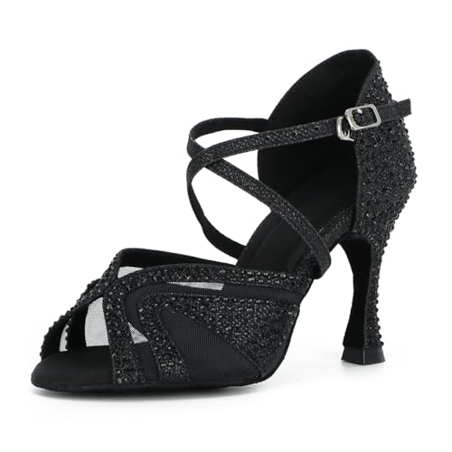 Syrads Damen Standard & Latein Tanzschuhe Salsa Tango Walzer Bachata Kizomba Modern Tanzschuhe mit Strasssteinen von Syrads