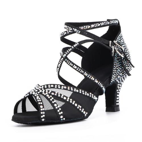 Syrads Damen Standard & Latein Tanzschuhe mit Strasssteinen Salsa Tango Walzer Bachata Kizomba Modern Tanzschuhe 1057-2 von Syrads
