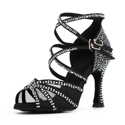 Syrads Damen Standard & Latein Tanzschuhe mit Strasssteinen Salsa Tango Walzer Bachata Kizomba Modern Tanzschuhe 1057-2 von Syrads