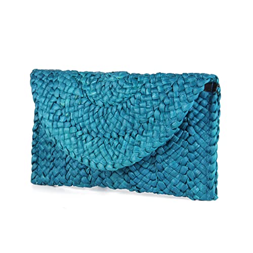 Syrads Damen Stroh Abend Clutch Geldbörse Sommer Strand Handtasche Stroh gewebte Umschlagtasche,Blauer See Syrads Damen Stroh Abend Clutch Geldbörse Sommer Strand Handtasche Stroh gewebte Umschlagtasche,Blauer See von Syrads