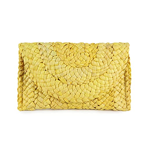 Syrads Damen Stroh Abend Clutch Geldbörse Sommer Strand Handtasche Stroh gewebte Umschlagtasche,Gelb Syrads Damen Stroh Abend Clutch Geldbörse Sommer Strand Handtasche Stroh gewebte Umschlagtasche,Gelb von Syrads