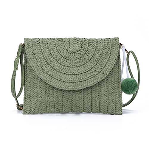 Syrads Damen Stroh Abend Clutch Geldbörse Sommer Strand Handtasche Stroh gewebte Umschlagtasche,Grün 02C Syrads Damen Stroh Abend Clutch Geldbörse Sommer Strand Handtasche Stroh gewebte Umschlagtasche,Grün 02C von Syrads