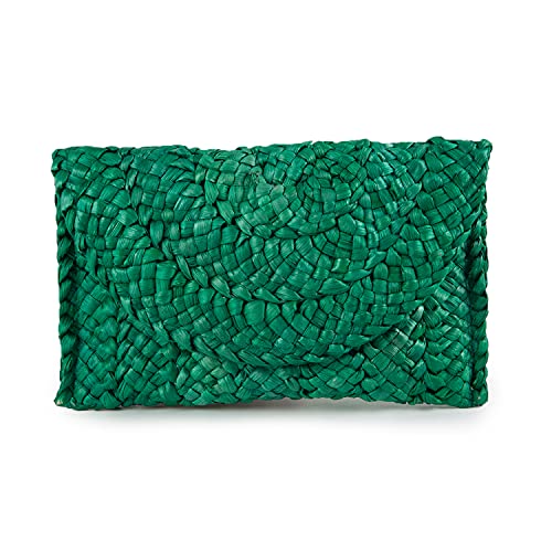 Syrads Damen Stroh Abend Clutch Geldbörse Sommer Strand Handtasche Stroh gewebte Umschlagtasche,Grün von Syrads