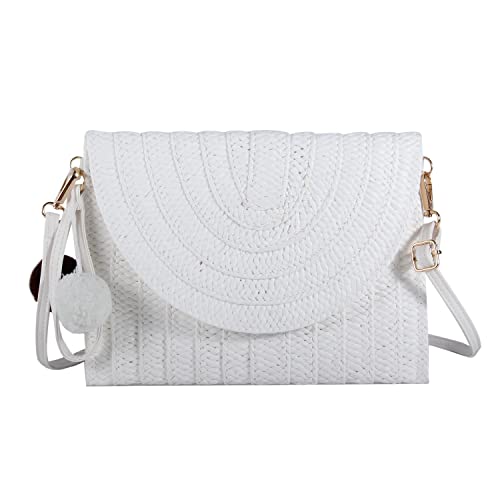 Syrads Damen Stroh Abend Clutch Geldbörse Sommer Strand Handtasche Stroh gewebte Umschlagtasche,Weiß C Syrads Damen Stroh Abend Clutch Geldbörse Sommer Strand Handtasche Stroh gewebte Umschlagtasche,Weiß C von Syrads