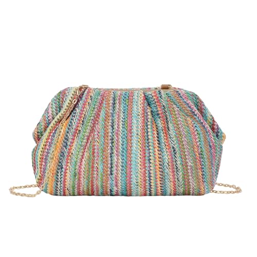 Syrads Damen Stroh-Crossbody-Clutch-Geldbörse Stroh-Schulterhandtasche Cloud Dumpling Handtasche,Mehrfarbig von Syrads