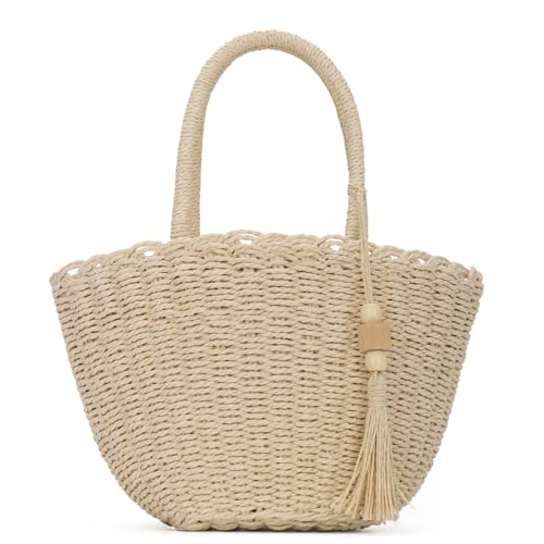 Syrads Damen Umhängetaschen Clutch Geldbörsen Sommer Strand Griffe Handtasche Clutch Tasche Sommerurlaub,Beige von Syrads