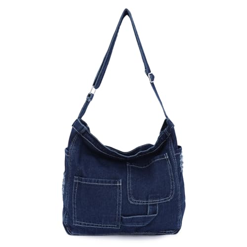 Syrads Denim Umhängetaschen Umhängetasche Denim Tote Bag Hobo Bags Frauen Schulter Umhängetasche Handtasche Geldbörsen,Dunkelblau von Syrads