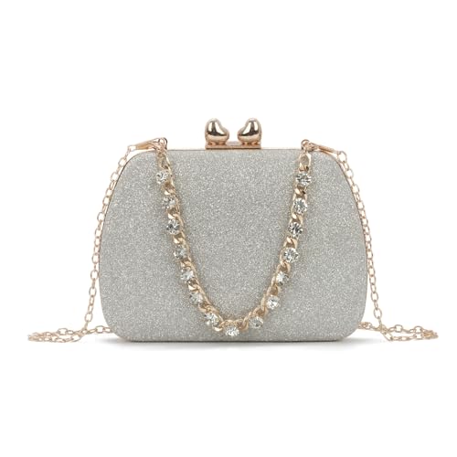 Syrads Frauen Abend Clutch Tasche Hochzeit Braut Clutch Party Abschlussball Umhängetaschen Hochzeit Braut Clutch Party Geldbörsen,Silber von Syrads