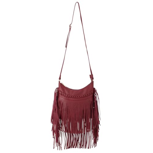 Syrads Frauen Quaste Hobo und Schulter Handtaschen Frauen Fransen Hobo Tasche Geldbörse Umhängetasche Umhängetasche Umhängetasche Quaste Geldbörse,Rot von Syrads