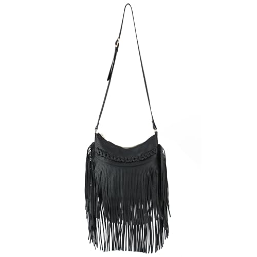 Syrads Frauen Quaste Hobo und Schulter Handtaschen Frauen Fransen Hobo Tasche Geldbörse Umhängetasche Umhängetasche Umhängetasche Quaste Geldbörse,Schwarz von Syrads