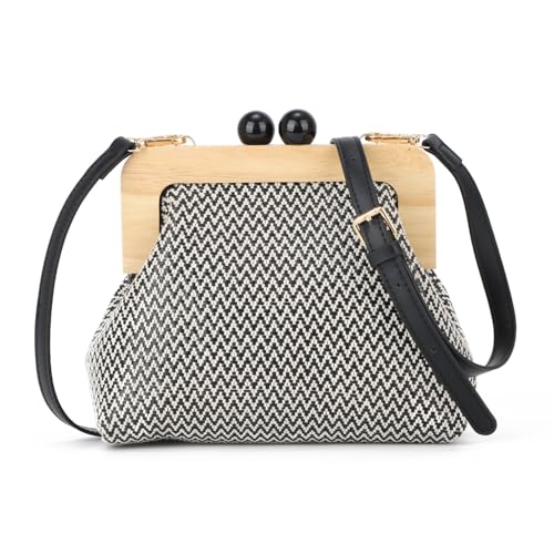 Syrads Geldbörsen für Frauen Strand Strohtasche Umhängetaschen für Frauen Schulter Handtasche für Hochzeit Schulter Umhängetasche,Schwarz von Syrads