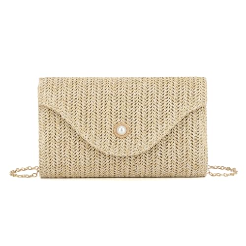 Syrads Handtaschen für Frauen Urlaub Clutch Geldbörsen Strand Abend Clutch Taschen Schulter Hochzeit Cocktail Abschlussball Clutches,Beige Gelb von Syrads