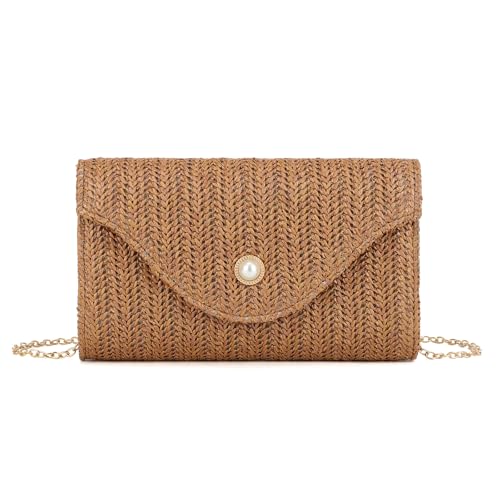 Syrads Handtaschen für Frauen Urlaub Clutch Geldbörsen Strand Abend Clutch Taschen Schulter Hochzeit Cocktail Abschlussball Clutches,Kaffee von Syrads