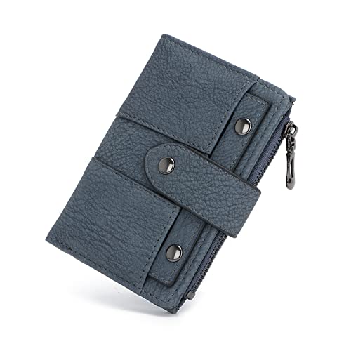 Syrads Kleine Brieftasche für Frauen Leder Multi Mini Kartenhalter Organizer Designer Damen Reißverschluss Münze mit abnehmbaren ID-Fenster,Blau von Syrads