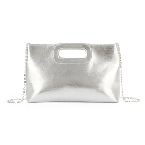 Syrads PU Leder Clutch Geldbörse für Frauen Formelle Elegante Crossbody Handtasche,Silber von Syrads