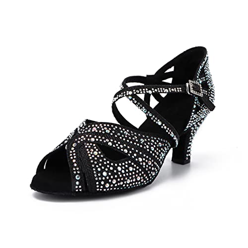 Syrads Tanzschuhe Damen Social Ballroom Latin Dance Schuhe Hochzeit Abendgesellschaft Latin Dance Schuhe Damen,Schwarz 6cm Heel,40 EU von Syrads
