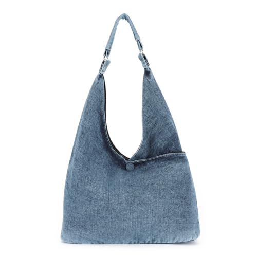 Syrads Umhängetasche Frauen Hobo Tote Bag Canvas Denim Umhängetasche für Frauen Geldbörse mit großem Fassungsvermögen,Blau von Syrads