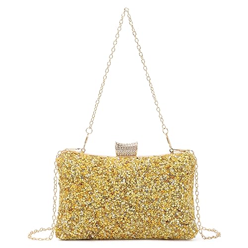 Syrads Vintage Clutch Abendhandtaschen Abendessen Taschen Damen Pures Hochzeit Party Handtasche Geldbörse,Gold von Syrads