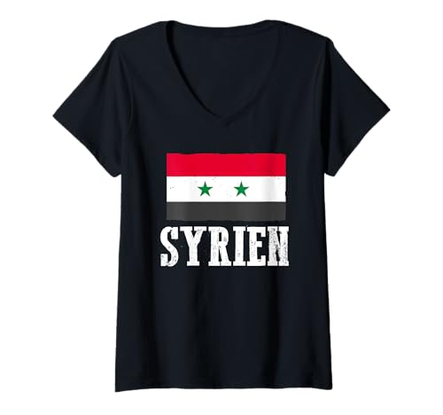 Damen Syrer Syrien T-Shirt mit V-Ausschnitt von Syrer Syrien Geschenk