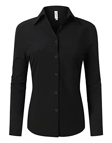 Syrirotus Damen Hemd Oberteile, Bluse mit Knopfleiste, dehnbar, langärmelig, leger, legere Bluse, schwarz, Groß Syrirotus Damen Hemd Oberteile, Bluse mit Knopfleiste, dehnbar, langärmelig, leger, legere Bluse, schwarz, Groß von Syrirotus