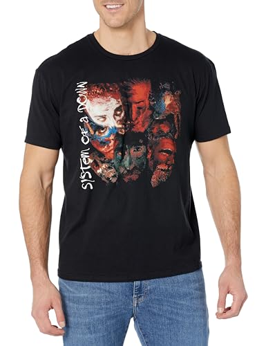 System of a Down Unisex-Erwachsene Painted Faces T-Shirt, Schwarz, L von System Of A Down