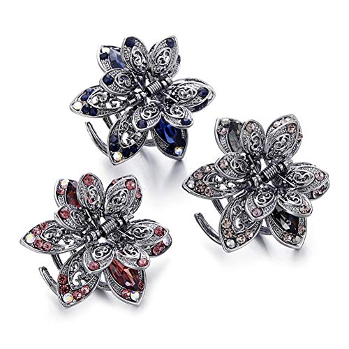 Sytaun Frauen Strass Intarsien Blume Haar Klaue Klemme Clip Seite Pony Haarnadel Zubehör Chic Tiara Kann Geschenke Grau von Sytaun