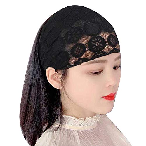 Sytaun Frauen sehen durch florale Spitze Stretch breites Stirnband Haarband Bandana Headwrap Chic Tiara kann Geschenke geben Schwarz von Sytaun