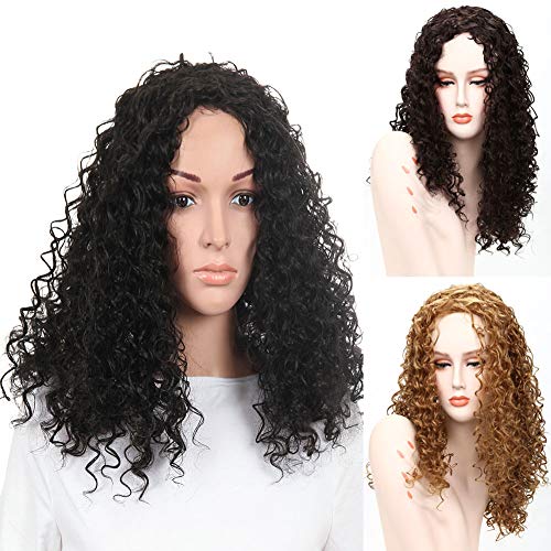 Sytaun Frauen Mode African Curly Wavy Kurzes Haar Hochtemperatur Faser Perücke Haarteil Lange Perücke Dress Up Frisur * 2# von Sytaun