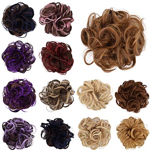 Sytaun Mode Frauen Elastische Perücke DIY Haar Ring Lockig Scrunchie Brötchen Pferdeschwanz Haarteil Perücke Lange Kleid Frisur 4# von Sytaun