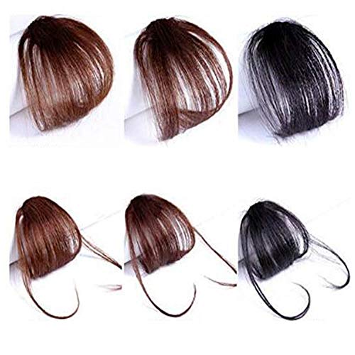 Sytaun Mode Damen Dünne Clip Auf Air Bang Front Fringe Perücke Haarverlängerung Haarteil Lange Perücke Dress Up Frisur Hellbraun mit Sideburn von Sytaun