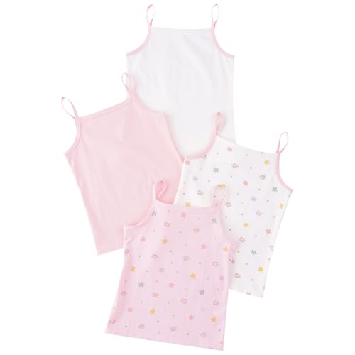 Sywiyi 4X Kinder Mädchen Unterhemd Ärmellos Tank Top Oberteil Baumwolle Weste Trägertop Unterwäsche Underwear Rosa 98-104 von Sywiyi
